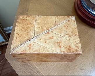 Vintage Decorative Hinged Box with Dice and Stones