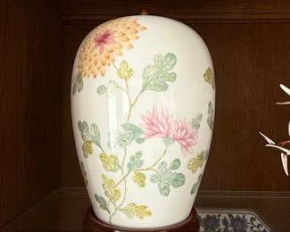 Gallery Originals Porcelain Ginger Jar with Chrysanthemum Motif