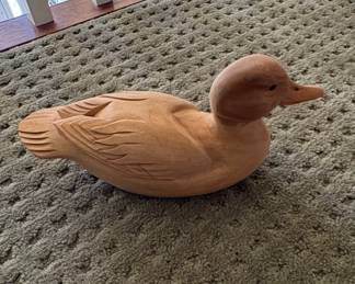 Hand-Carved Unfinished Wooden Duck Decoy 