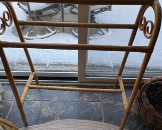 Vintage Rattan Quilt Rack or Towel Rack