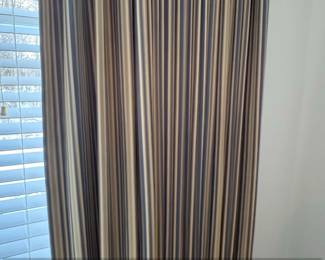Vintage Striped Pinch Pleat Curtains with Brass Rod third image
