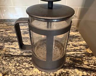 Glass French Press Coffee Maker with Black Metal Frame