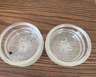 Vintage Etched Glass Coasters with Monogram