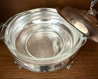 FB Rogers Silver Co. Silver Plated Covered Casserole Dish with Pyrex Insert third image