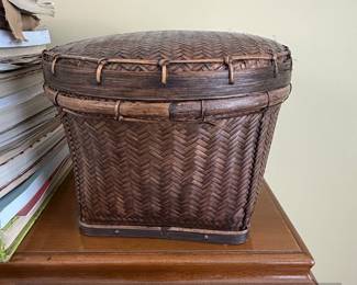 Vintage Akha Thai Woven Bamboo Baskets with Lids second image