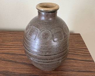 Studio Pottery Vase with Incised Geometric Decoration