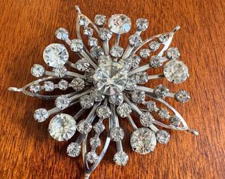 Vintage Starburst Brooch with Rhinestones by Coro