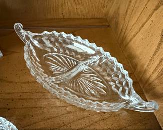Fostoria American Cubist Clear Glass Relish Dish Boat