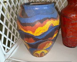 Ozark Roadside Tourist Pottery Swirl Glaze Vase