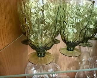 Vintage Seneca Driftwood Avocado Green Glassware Set second image