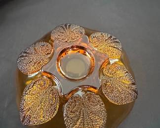 Indiana Glass Amber Leaf Pattern Candy Dish second image