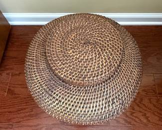 Vintage Woven Rattan Ginger Jar Basket second image
