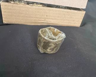 Set of Vintage Etched Brass Napkin Rings