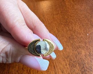 MidCentury Modern Abstract Gold and Silver Ring