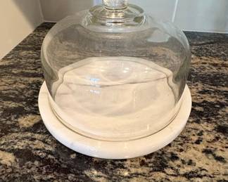Glass Cloche with White Marble Base