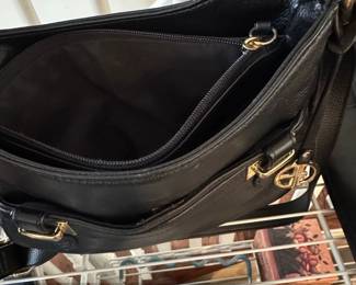 Giani Bernini Black Pebbled Leather Shoulder Bag with GoldTone Hardware second image