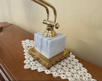 Vintage Brass Bankers Lamp with Marble Base third image