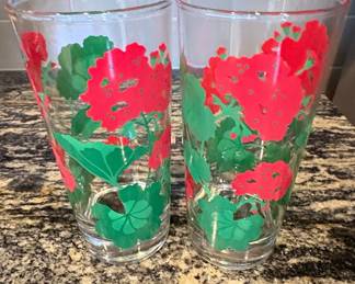Vintage Avon Summer Fantasy Geranium Glasses Set of 