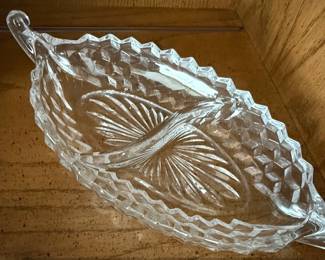 Fostoria American Cubist Clear Glass Relish Dish Boat second image
