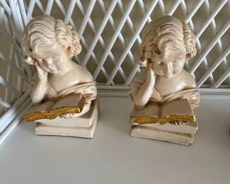 Vintage Cherub Reading Book Busts