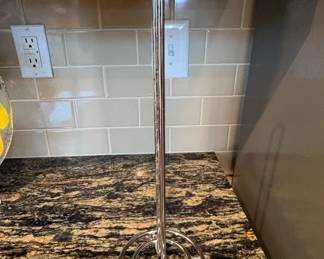 Chrome Paper Towel Holder with Decorative Base and Bulbous Feet