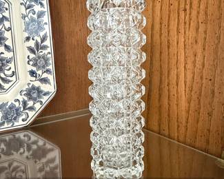 Vintage Cube Textured Cylinder Crystal Bud Vase