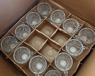 American Brilliant Cut Glass Punch Bowl Set with Ladle and Cups second image