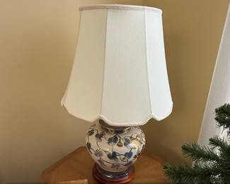 Vintage HandPainted Ceramic Ginger Jar Table Lamp with Floral and Bird Motif