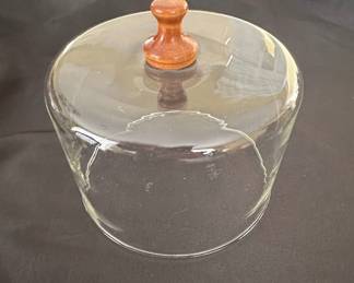 Glass Cheese Dome with Wooden Knob