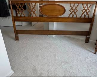 Vintage Regency Style Inlaid Mahogany Headboard