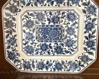 Japanese Blue and White Octagonal Serving Platter