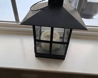 Black Metal Lantern with Glass Panes