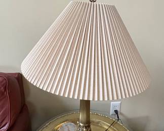 Vintage Stiffel Brass Fluted Table Lamp with Pleated Shade
