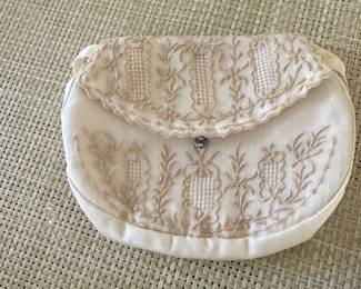 Vintage Embroidered Bridal Clutch Purse