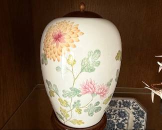 Gallery Originals Porcelain Ginger Jar with Chrysanthemum Motif second image