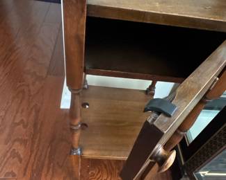 Antique Wooden Smoking Stand with Drawer second image