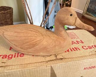 Unfinished HandCarved Wooden Duck Decoy C
