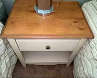 TwoTone Wood Nightstand with Drawer and Shelf second image
