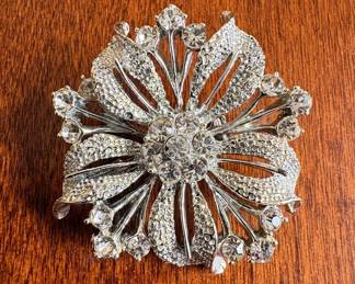 Rhinestone Flower Brooch