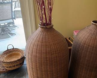 Large Woven Demijohn Vase with Willow Branches