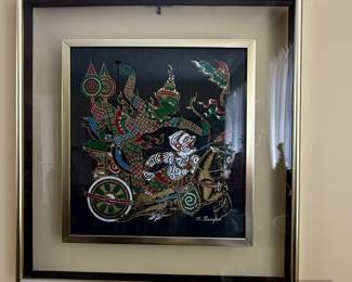 Thai Silk Painting Ramayana Scene O. Bangkok second image