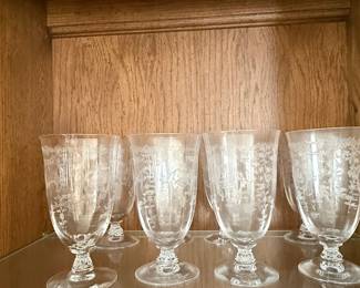 Fostoria Navarre Etched Glass Goblets