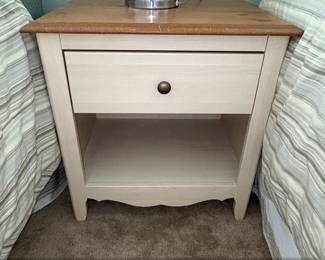 TwoTone Wood Nightstand with Drawer and Shelf