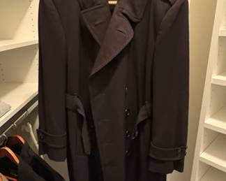 Mens Dark Brown Wool Blend Trench Coat