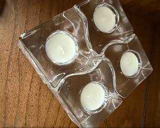 Orrefors Puzzle Crystal Tealight Holder Set of