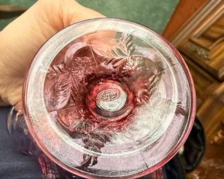 Fenton Art Glass Strawberry Pattern Footed Bowl third image