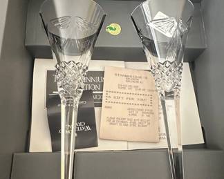 Waterford Crystal Millennium Collection Peace Toasting Flutes Pair