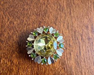 Vintage Avon Sun Brilliants Brooch with Citrine and PeridotColored Rhinestones