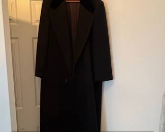 Jones New York Black Wool Blend DoubleBreasted Overcoat with Velvet Collar