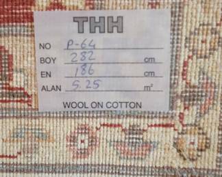 Label on Turkish rug